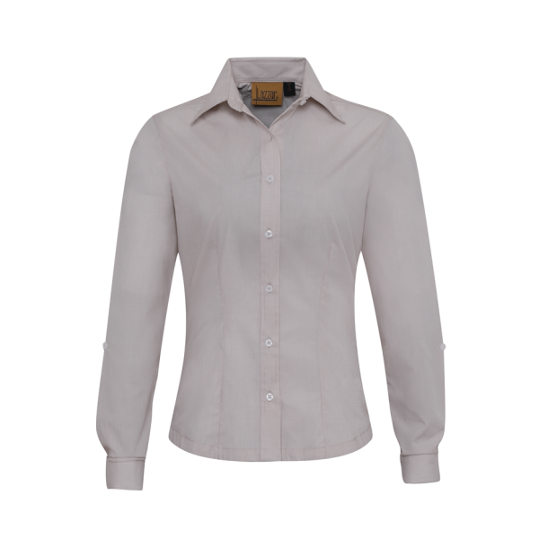 Khaki Executive Long Sleeve Blouse For Women